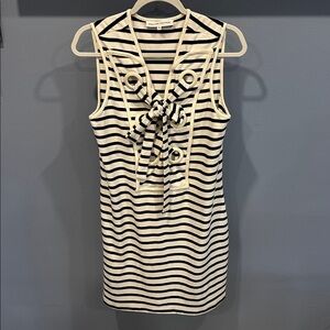 English Factory Knit Striped Tank Dress w Bow M